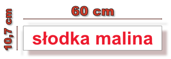 wymiary karty do czytania globalnego z czerwonym napisem słodka malina